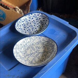 Blue and White Floral Bowls